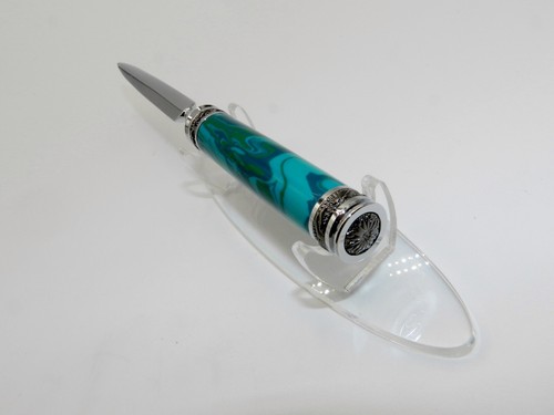 Handmade Deluxe Letter Opener w/ Banded Malachite TruStone. Great gift item! #53 - Picture 9 of 14