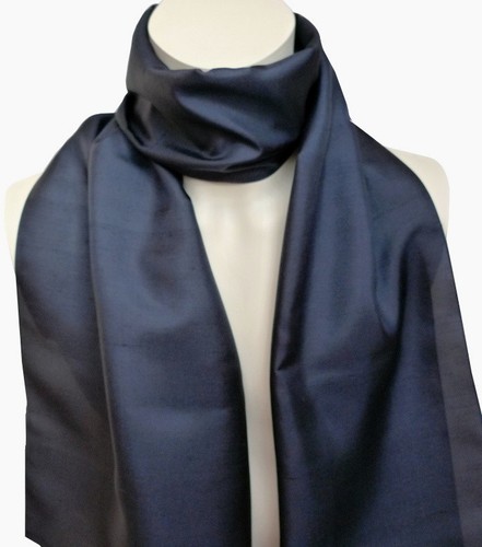 edler Herrenschal aus Wildseide blau dunkelblau uni einfarbig Schal Herren 173 - Bild 5 von 5