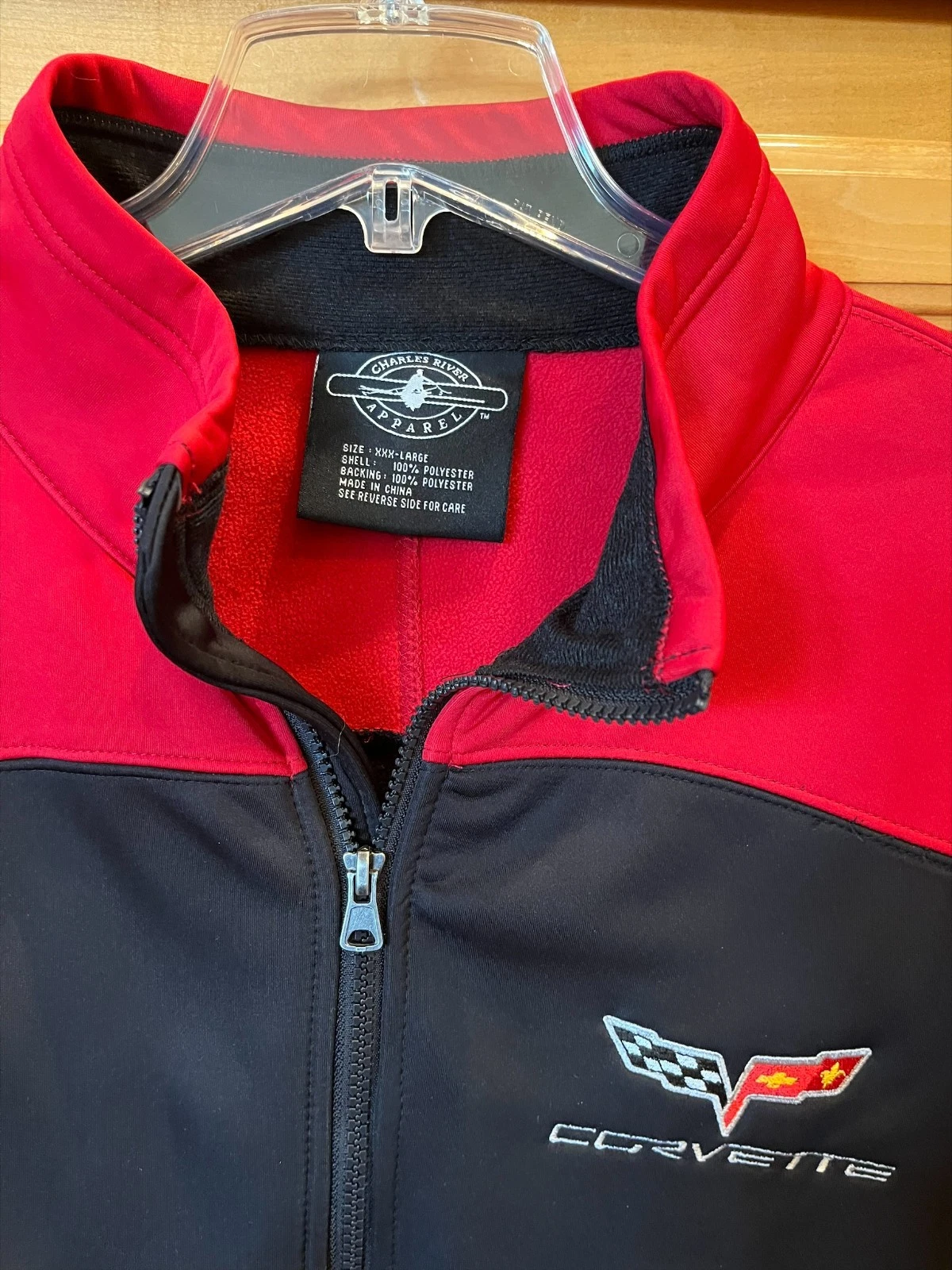 Charles River Apparel Corvette Jacket Men XXXL Black Red Full Zip Fleece Lined image 2