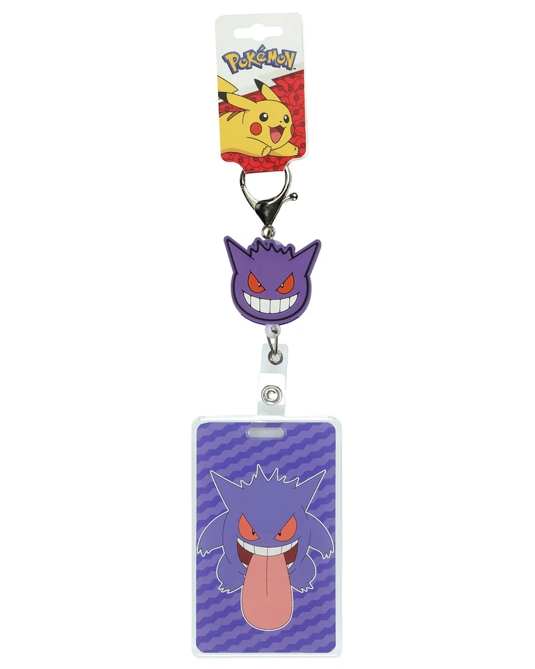 Pokemon Carrete Retráctil Cordón Gengar Plástico Duro Insignia Soporte Identificación Llavero Foto 4 de 4
