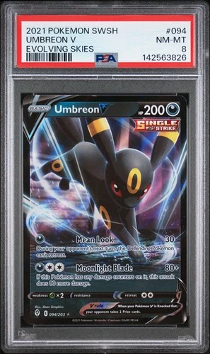 2021 POKEMON SWORD & SHIELD EVOLVING SKIES #094 UMBREON V PSA 8