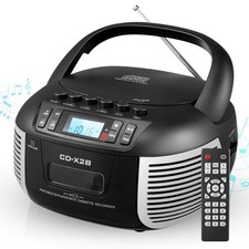 DGXWLLW CD and Cassette Player Combo, Boombox with FM Black