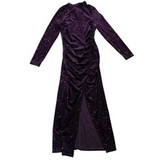Zara Bloggers Favorite Festive Days Purple Velvet Sequin Open Back Dress NWT