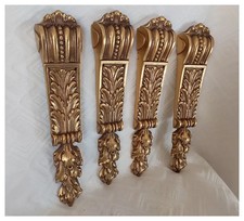 Vintage 4 Gilt Bronze Architectural Ornaments with Acanthus Leaves Decorative
