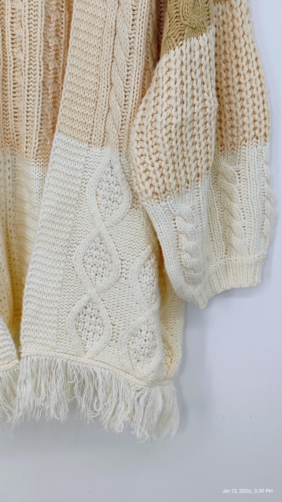 Umgee Patchwork Knitted Open Front Colorblock Car… - image 7