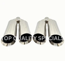 2.5" Inlet Dual 4" Outlet Double Wall Weld On Angle Cut Tips 18" Long Tip PAIR