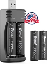 Cargador USB con Pilas Recargables AA y AAA NiMH NiCD