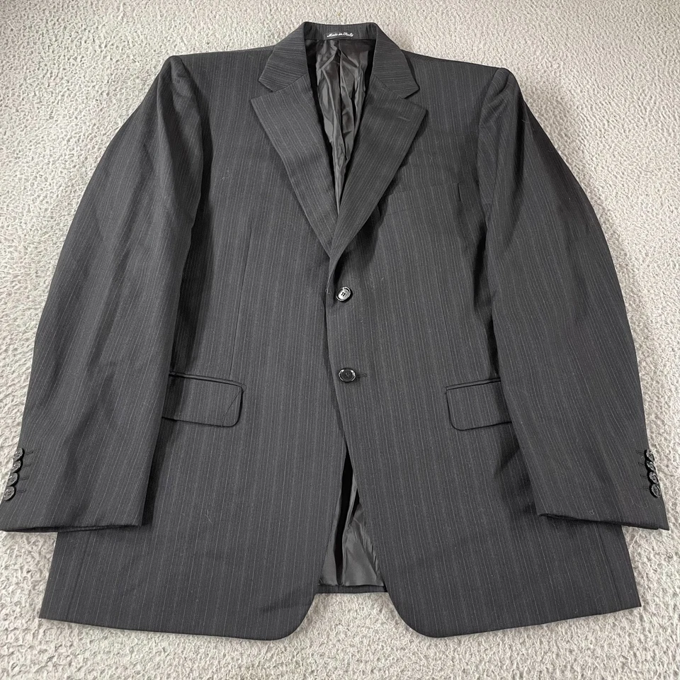 Pal Zileri Black Striped Wool 2pc 2 Button Suit & Pants 36x31 ITALY Blazr Jacket - Image 2 of 4