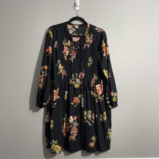 Old Navy Black Floral Dress Women’s XL Long Sleeve Casual Midi Dress