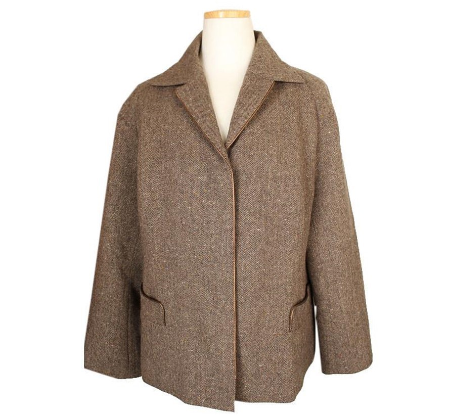 Giacca in misto lana con bordo raso a spina di pesce altra marca 55 26810504