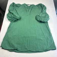 Tuckernuck Pomander Place XL Mini Shift Dress Green Puff Sleeve V-Neck Feminine