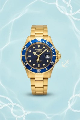 Invicta Mens Pro Diver Coastpath 26974  40mm Gold Dial Quartz Steel Bracelet NIB