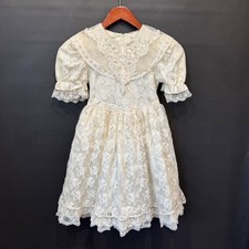 Jessica McClintock Gunne Sax Kids Ivory Lace Dress Vintage 90s Made in USA Sz 6