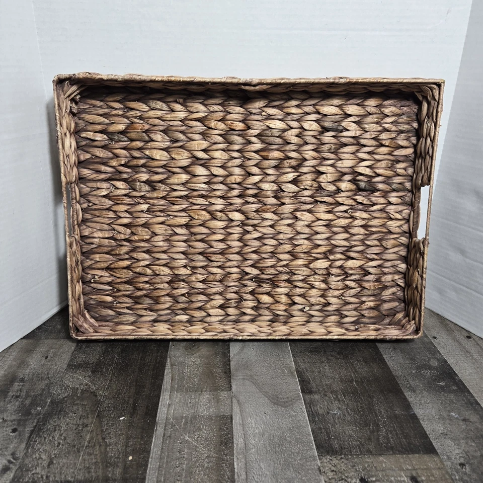 水风信子编织长方形服务托盘金属框架大号15x21 OD  — 第 2/4 张图片