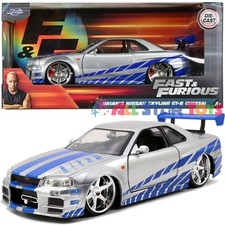 JADA 97158 2 FAST 2 FURIOUS BRIAN'S 1999 NISSAN SKYLINE GT R R34 1:24 SILVER NEW