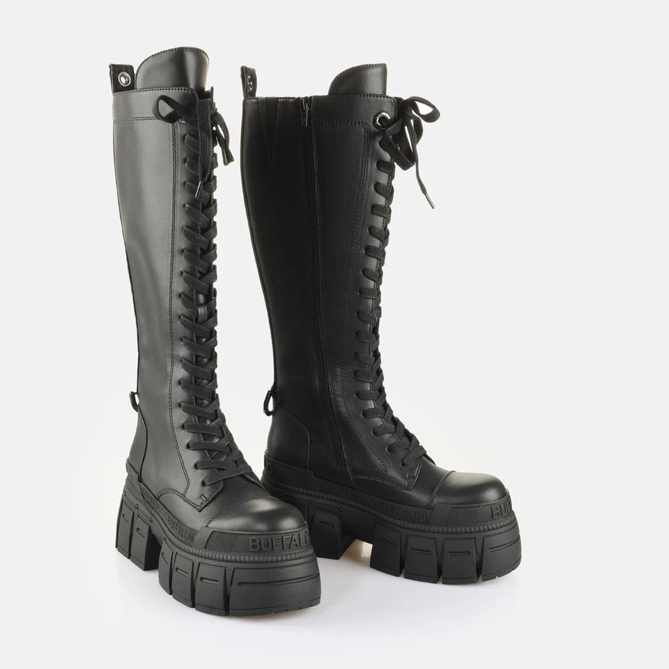 Buffalo Gospher Lace Up High Women's Black Boots