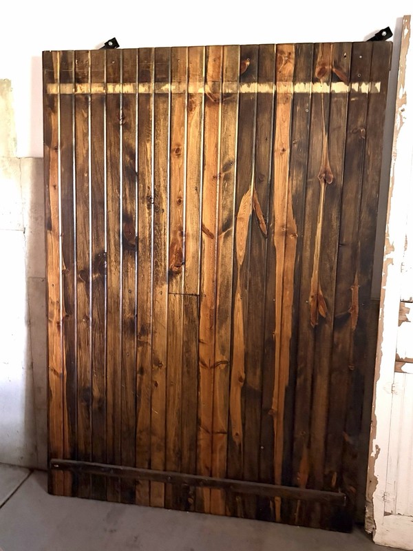 Reclaimed Salvage Wood Door Panel Brown with Metal Strap Hinges Rustic
