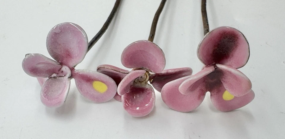 Vintage Lot 7 Bovano Of Cheshire Enamel Flowers Loose Stems 2.25-5.5” - Image 4 of 4