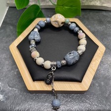 Handmade Ceramic Bead Beaded Stackable 6.5  Plus Stretch Bracelet New B417