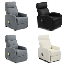 Massage Recliner Sofa PU/Fabric Armchair Elder Heating Chair Remote Control UK