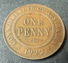 1922 Penny Australian PreDecimal Coin Ungraded (Lot 2211)