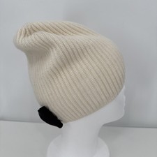 Kate Spade Grosgrain Bow Beanie Cream and Black One Size Girlhoodcore Cute