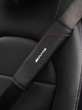 2pc AMG Mercedes Luxury Seatbelt Cover Shoulder Pads Leather FREE POSTAGE