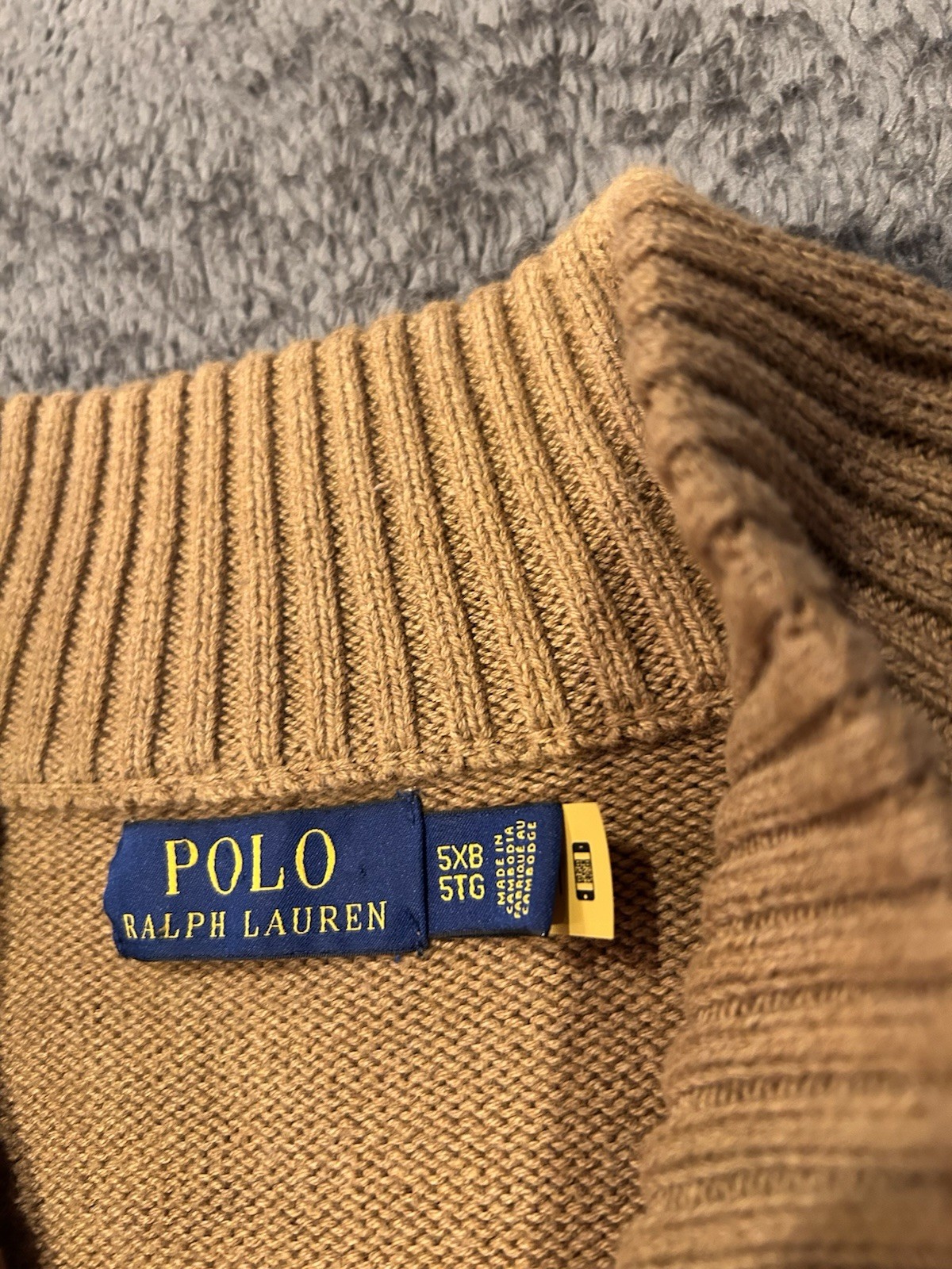 Polo Ralph Lauren Quarter Zip Pullover Sweater Brown Embroider Logo Men’s 5XB thumbnail 3