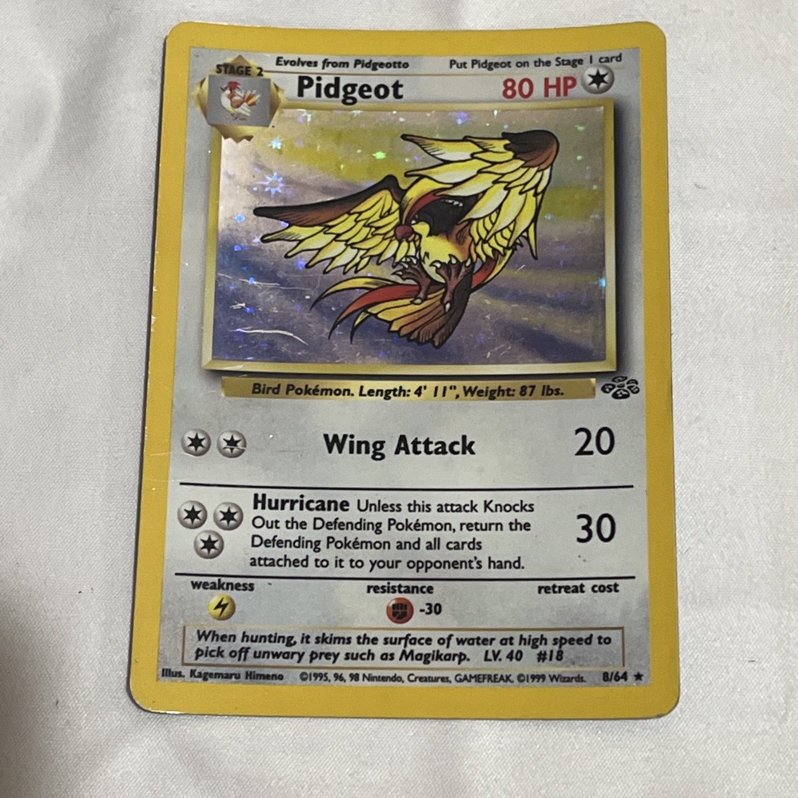 Pokemon Card TCG Pidgeot 14/130 Base Set 2 Holo Rare - LOOK AT DAMG