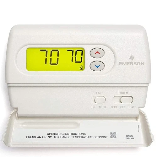Emerson 1F86-344 Non-Programmable Thermostat for Single-Stage Systems, White