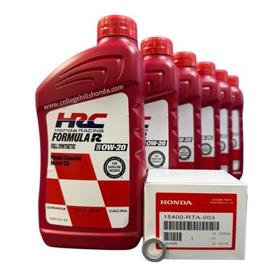 6QT Genuine Honda 0W-20 HRC Full Synthetic Oil Change Kit RTA Filter and Washer