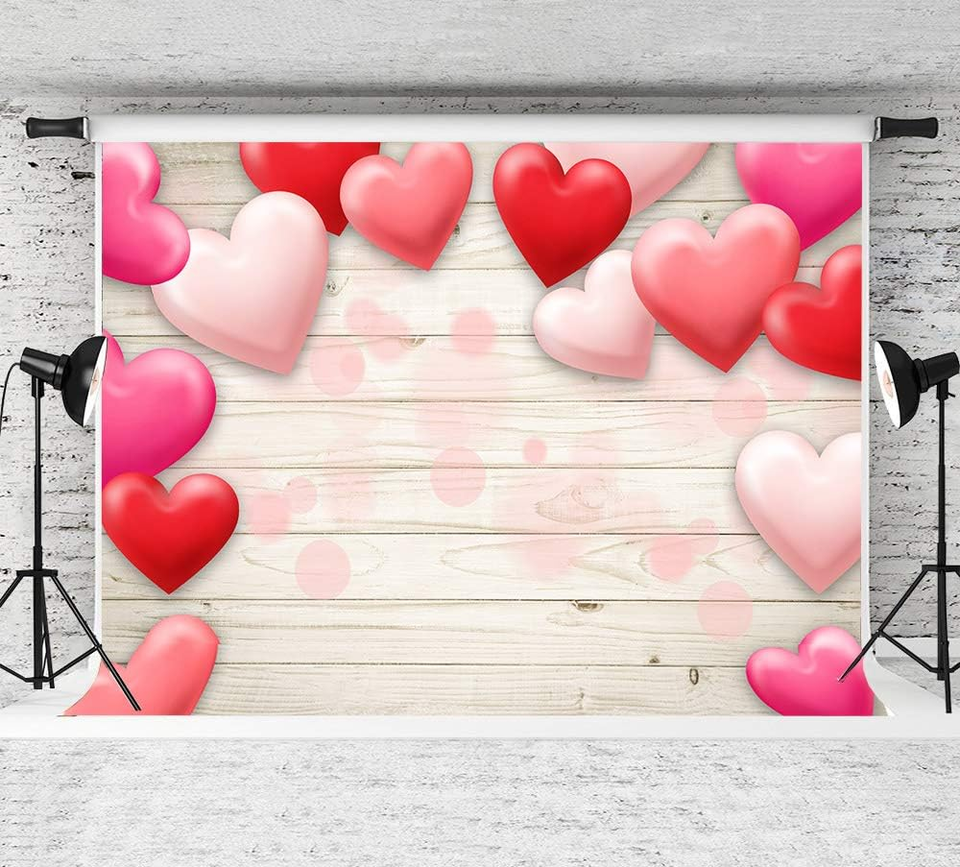 Retro Wooden Wall Photography Backdrop Valentine's Day Photo Backdrop - Pink Love Heart Retro Wooden Wall Background 5x3ft Valentine's Day Backdrop