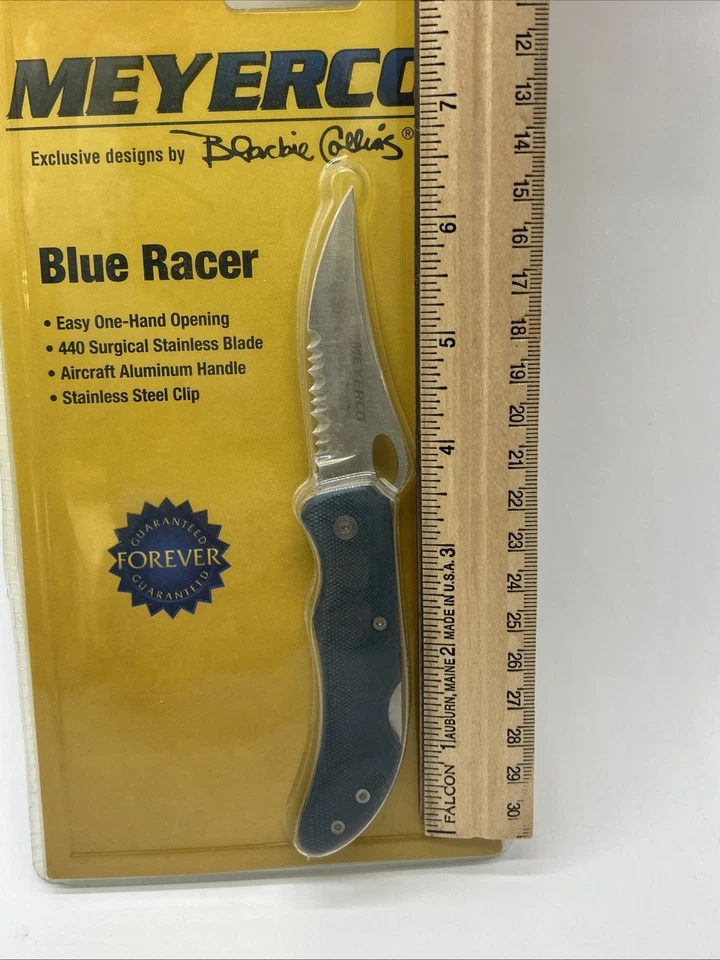 Cuchillo Plegable Meyerco Blackie Collins Azul Corredor Camping Caza Pesca Foto 3 de 4