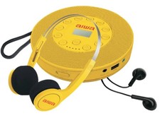 Aiwa Flashback Audio Kit Retro CD Player Wired Headphones Yellow- New