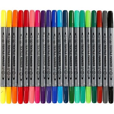 creativ company Stoffmalstifte 20 Stück Strichstärke 2.3 bis 3.6 mm Textilstifte