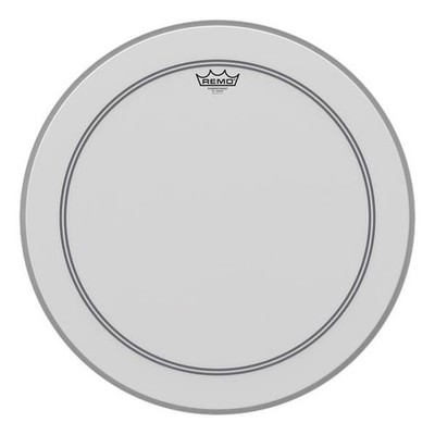 Weißes REMO 22'' Powerstroke P3 Coated Drum Fell mit integriertem Dämpfungsring