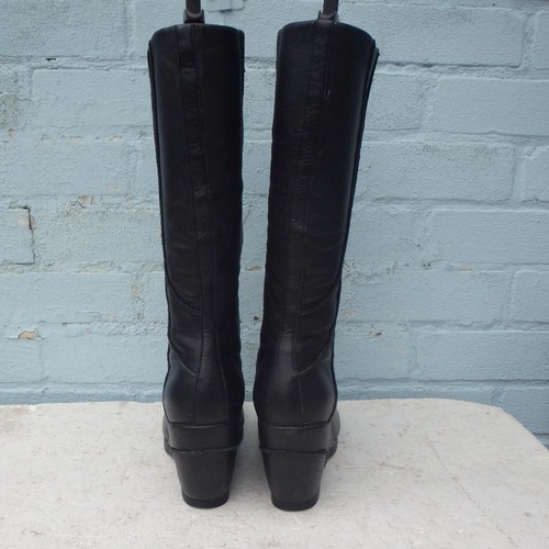 Hush Puppies Leather Boots UK 6 Eur 39 Womens Wedge Black Boots Preloved - Picture 8 of 10