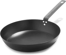 Storck Pre-Seasoned Carbon Steel 12” Frying Pan Skillet, Use on Induction, Stove