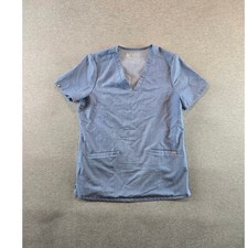 FIGS Casma Three-Pocket Scrub Top Womens Size S Heathered Denim Medical Nurse