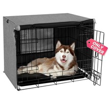 Seiyierr Dog Crate Cover - Kennel Fit for 24 Inch, Grey with window 