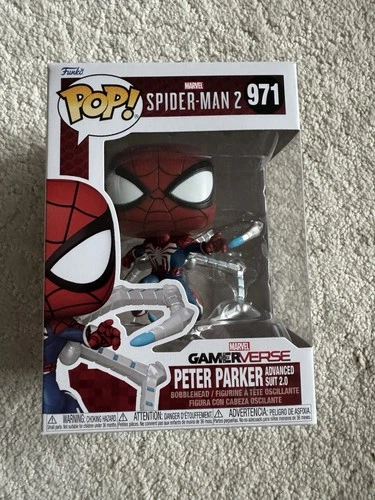 Funko Pop! 971 Peter Parker Advanced Suit 2.0 Spider-Man 2 Vinyl Figure W/ Prote