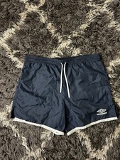 Vintage 90s Umbro Shorts Mens Medium M Navy Blue Nylon Soccer Made in USA