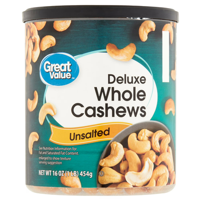 #ad Great Value Deluxe Whole Cashews Unsalted 16 oz NEW $5.00