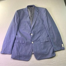 Tommy Hilfiger Blazer Mens 44L Blue 100 Cotton 2-Button Sport Coat