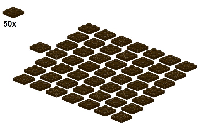 LEGO® - Plates - Darkbrown - 3022-13 - 2x2 (50Stk) - Platte - Dunkelbraun