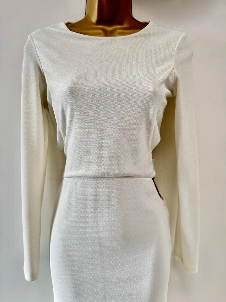 Vestido MISS SELFRIDGE UK8 EU36 US6 blanco roto manga larga lápiz movible Foto 4 de 4