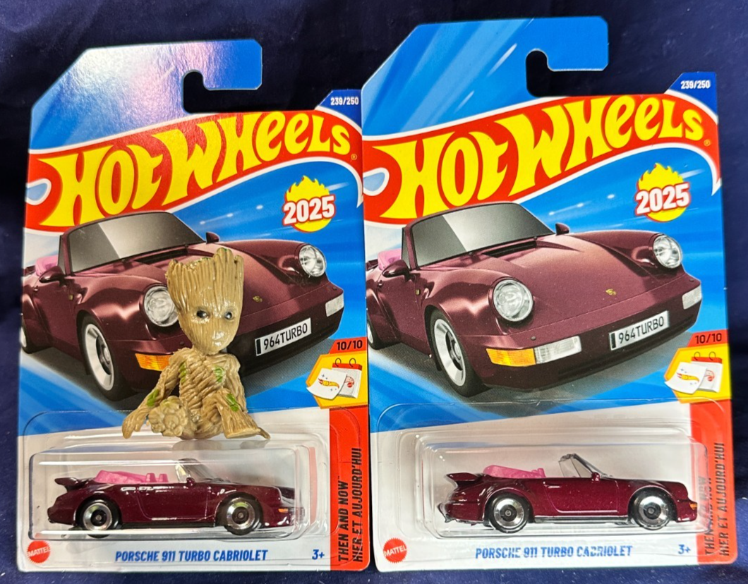 Lot of 2 - Hot Wheels 2025 - Porsche 911 Turbo Cabriolet - Then