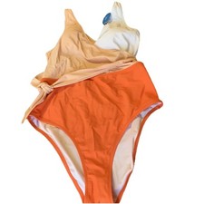 Cupshe Ladies Swimsuit NWT Size XL B3 Shades of Orange Beach Vacay Cruise