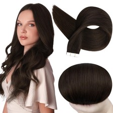 Full Shine Tape In Extensions Human Hair, Dark Brown 24 Inch 50G 20Pcs