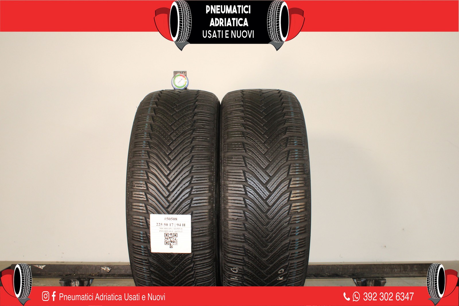 2 PNEUMATICI MICHELIN 225/50 R17 INVERNALI GOMME USATE 87% - ADRIATICA